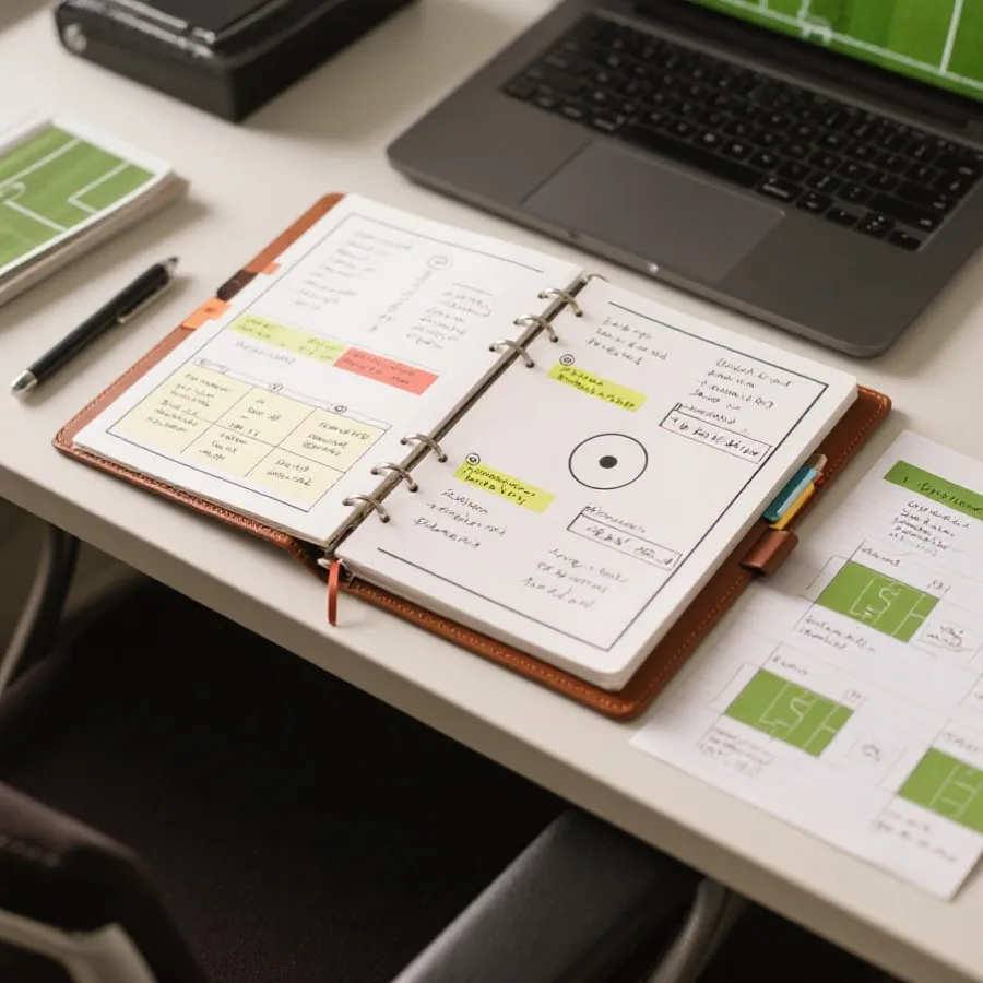 足球賽事戰術與數據筆記示意圖